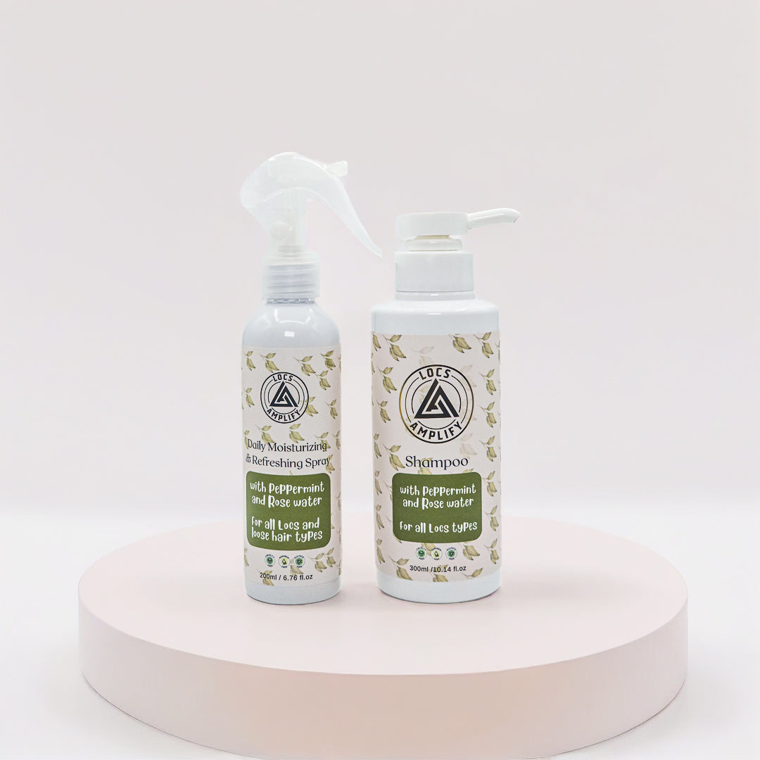 BUNDLE DEAL - Locs Amplify Clarifying Shampoo + Daily Refreshing Spray | For Locs, Dreadlocks, Braids; Natural Hair | Clarify • Hydrate • Lightweight | Bundle | 300 ml + 200 ml