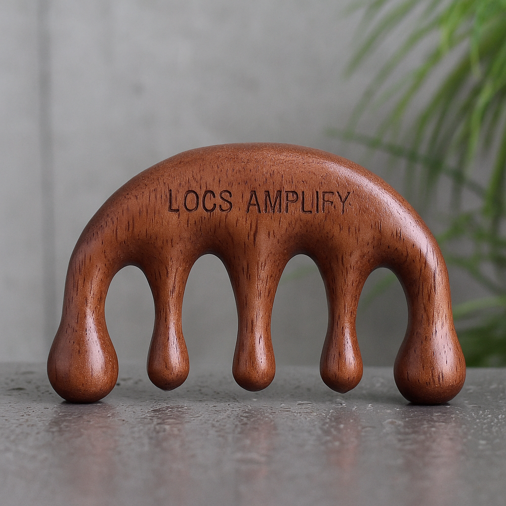 Locs Amplify Sandalwood Wide-Tooth Comb | Anti-Static Scalp-Massage Pick | For Locs, Dreadlocks, Braids; Natural Hair | 1 Comb