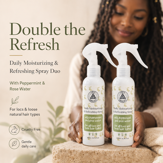 SPRAY BUNDLE DEAL - Locs Amplify Daily Moisturizing Refreshing Spray | For Locs, Dreadlocks, Braids &amp; Natural Hair | Peppermint • Rose Water • Lightweight Hydration | 200 ml each