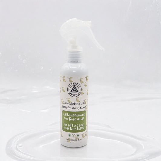 Daily Moisturizing Refreshing Spray for Locs, Dreadlocks, Braids, and Natural Hair - Peppermint and Rose Water Hair and Scalp Moisturizer (200ml)