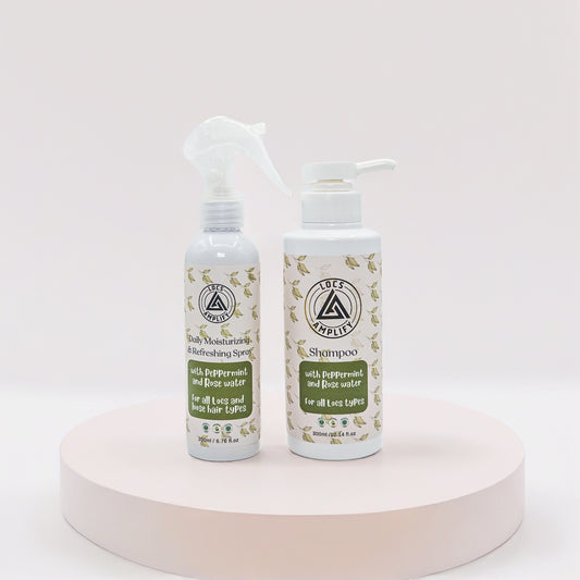 BUNDLE DEAL - Locs Amplify Clarifying Shampoo + Daily Refreshing Spray | For Locs, Dreadlocks, Braids; Natural Hair | Clarify • Hydrate • Lightweight | Bundle | 300 ml + 200 ml