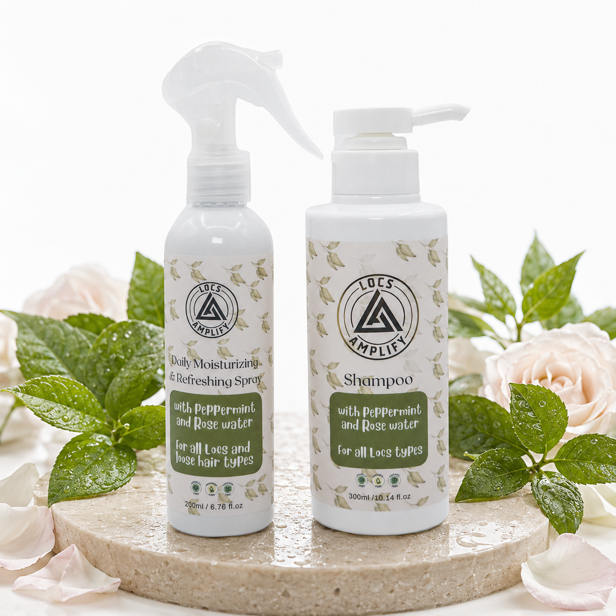 BUNDLE DEAL - Locs Amplify Clarifying Shampoo + Daily Refreshing Spray | For Locs, Dreadlocks, Braids; Natural Hair | Clarify • Hydrate • Lightweight | Bundle | 300 ml + 200 ml