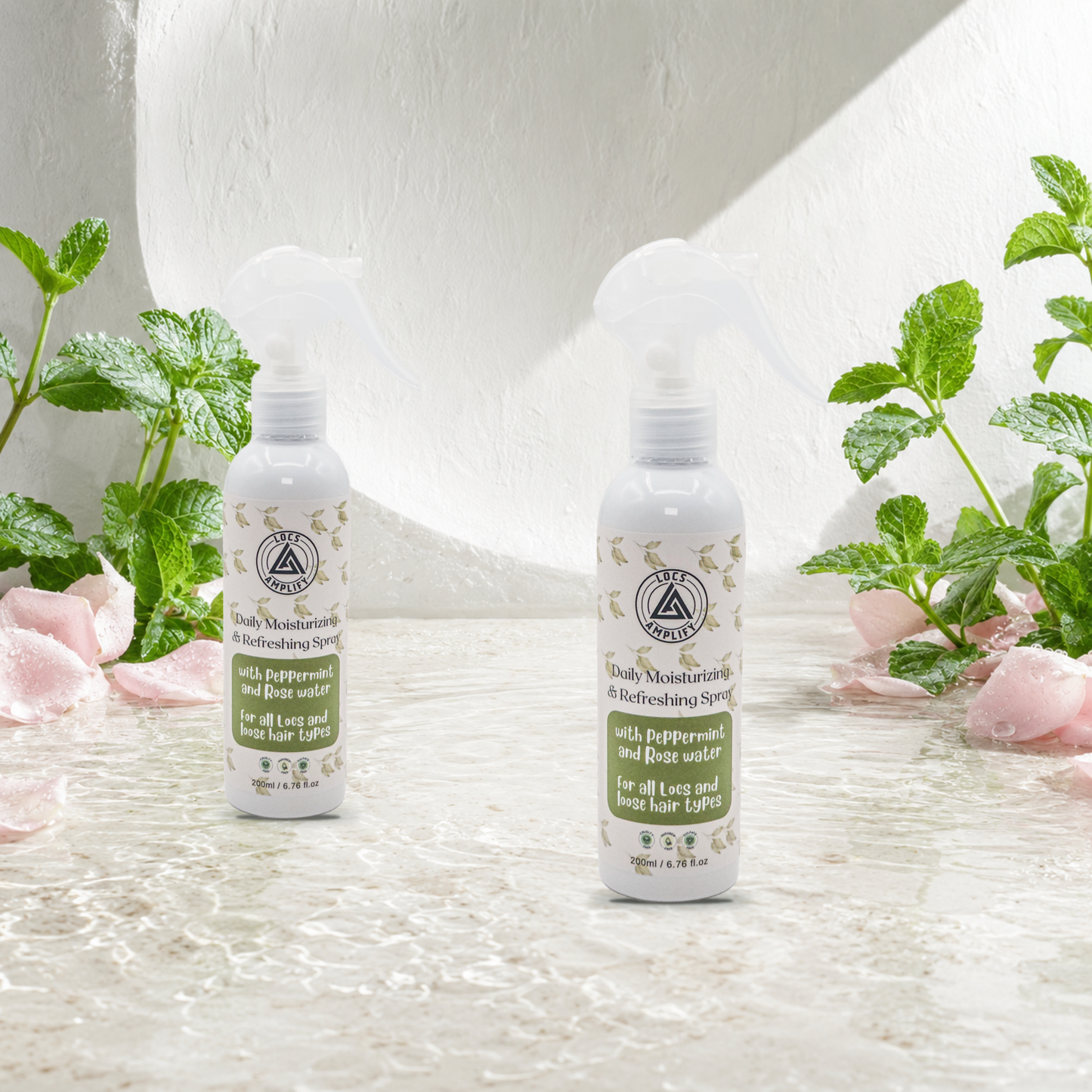 SPRAY BUNDLE DEAL - Locs Amplify Daily Moisturizing Refreshing Spray | For Locs, Dreadlocks, Braids &amp; Natural Hair | Peppermint • Rose Water • Lightweight Hydration | 200 ml each
